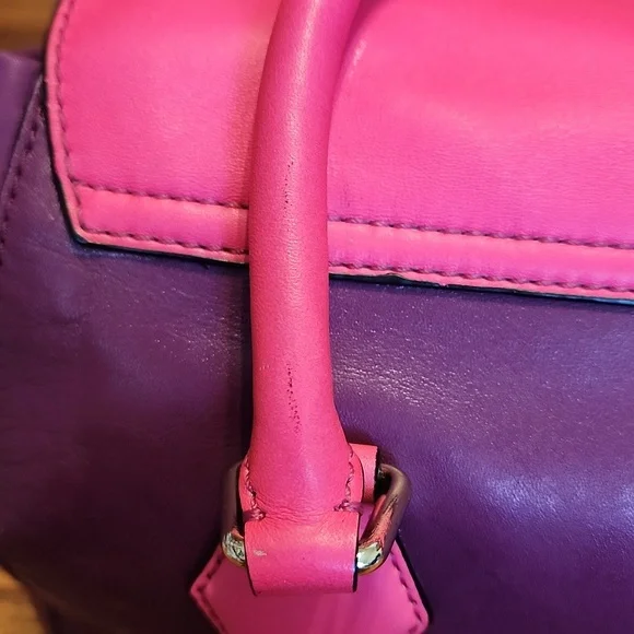 Like New Kate Spade Purple and Barbie Pink Satchel Crossbody Leather Bag - Picture 11 of 17